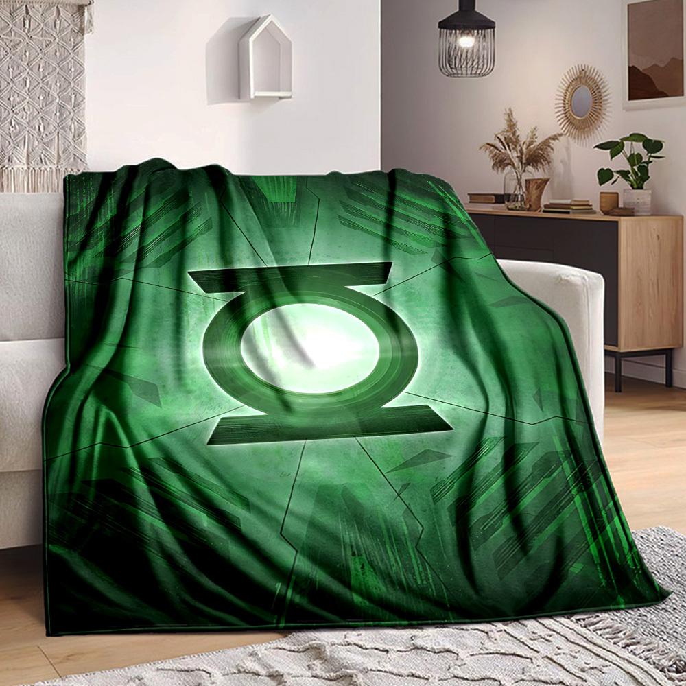 1pc Green Lantern Symbol Blanket Polyester Fiber, All Season Comfort for Sofa, Bed, Office, Car, Camping Ideal Home Decor & Gift, Office Comfort