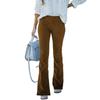 2026 Spring/Summer Women's Solid Color High-Waisted Slim Fit Slight Flare Corduroy Elastic Waist Casual Pants