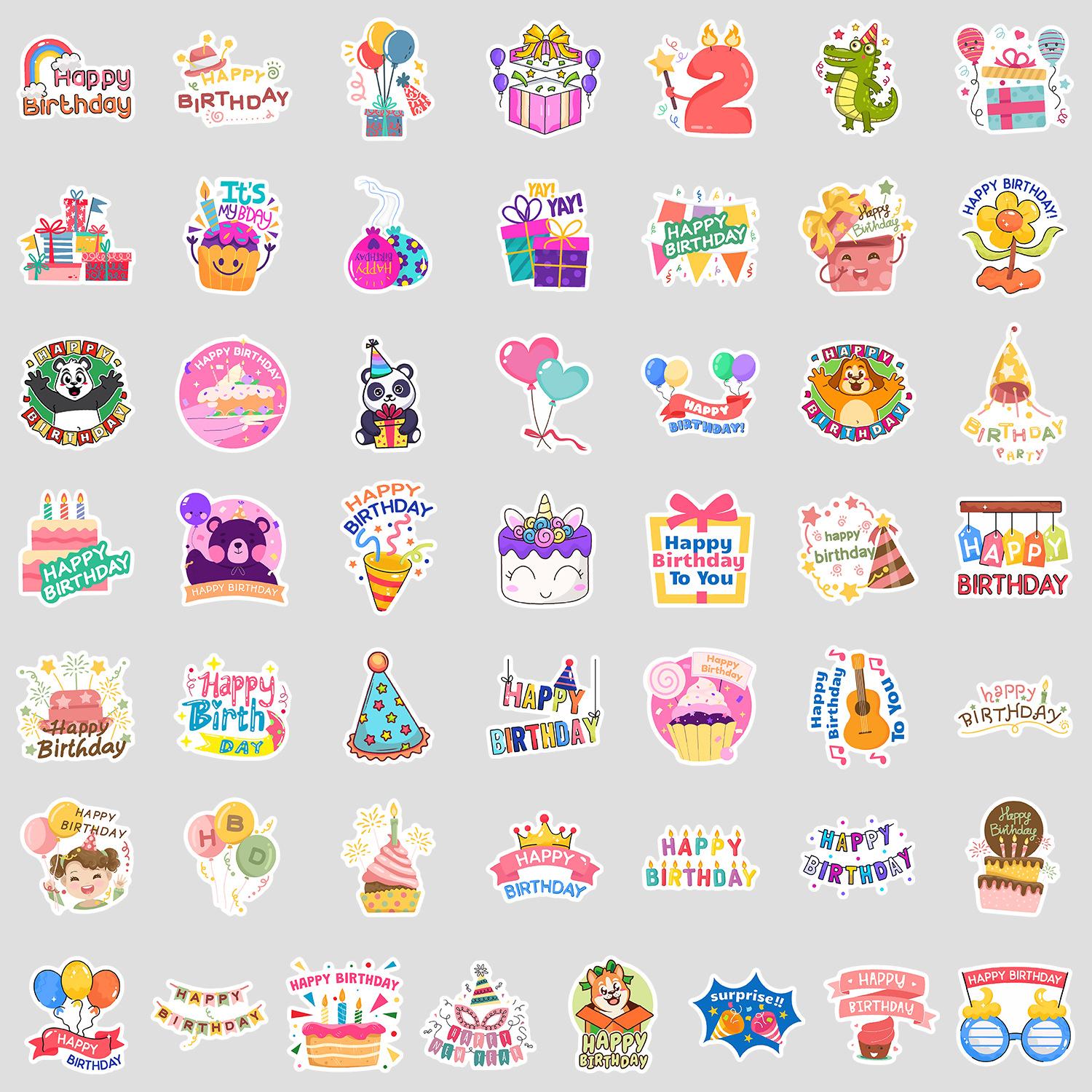 

Birthday Series Graffiti Stickers Children s DIY Suit Ins Cake Flowers Text Blessing Stickers
