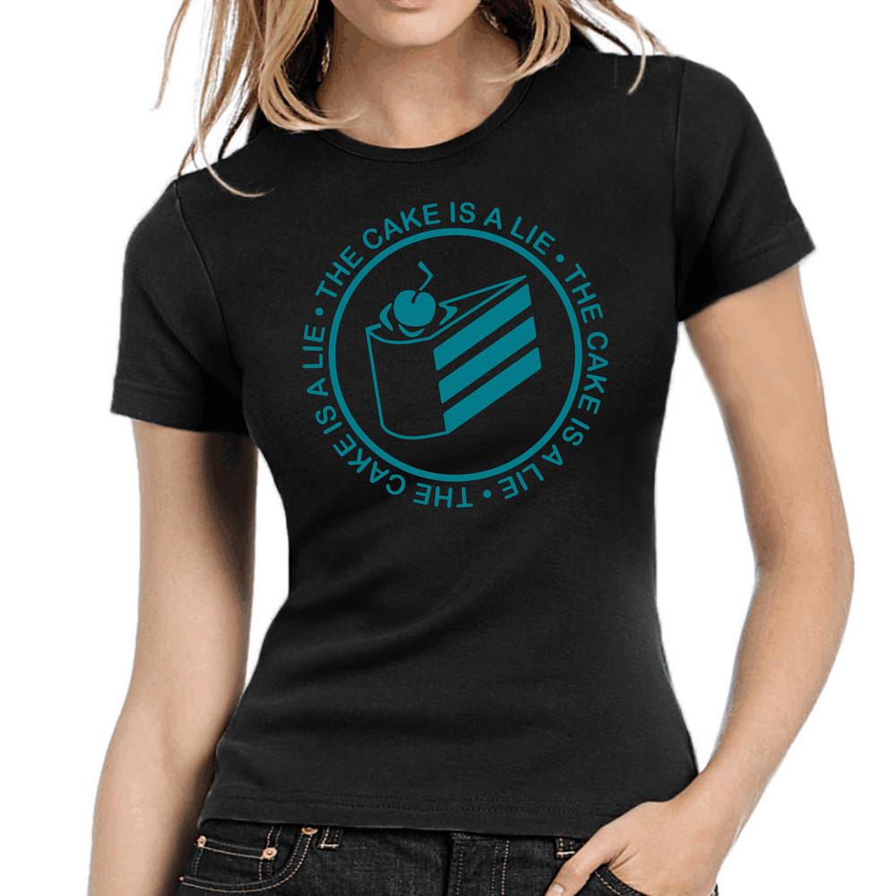 

The Cake Is A Lie Portal Glados Geek Gamer Nerd Funny Comedy Women s T-Shirt 3XL