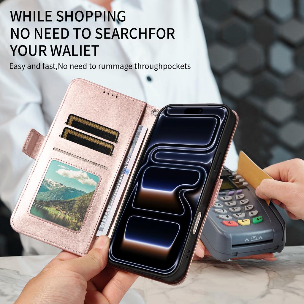 Phone Case for iPhone 17 16 Pro Max 15 Plus 14 13 Plus 12 Pro Max Bling Leather Phone Case with Lanyard Flip Wallet Stand Cover