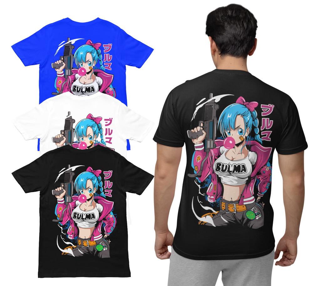 

Dragon Ball Coole bulma Shirt Rücken Druck Goku Buruma Herren Bio T-Shirt L