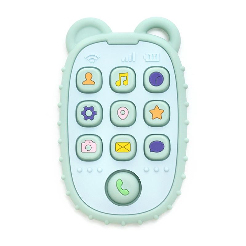 Baby Teether Mobile Phone Shape Silicone Teether Teething Toy Kids Sensory Educational Toy Baby Gift Set