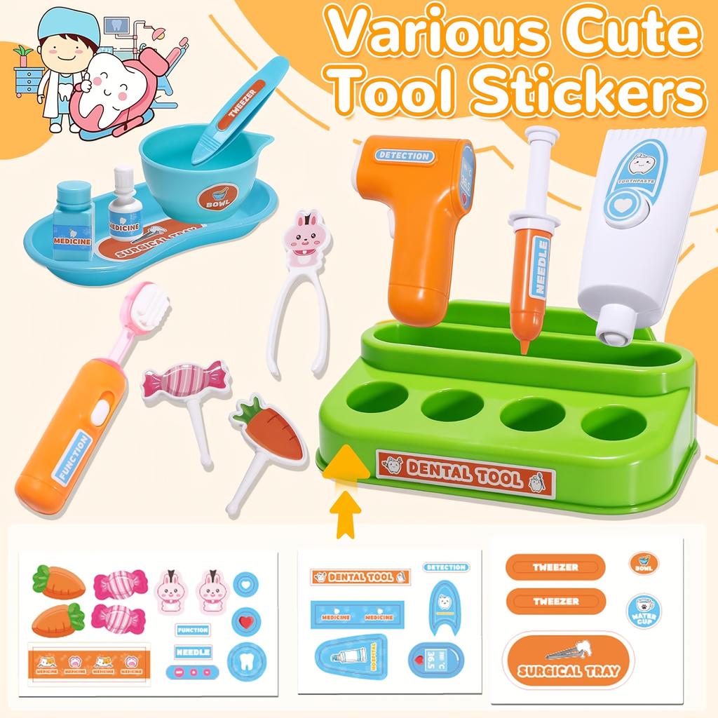 A Pretend Play Dental Kit for Kids To Act Like a Dentist, a Toy Set Designed for Children Aged 3 And Up, Perfect As a Holiday Gift.