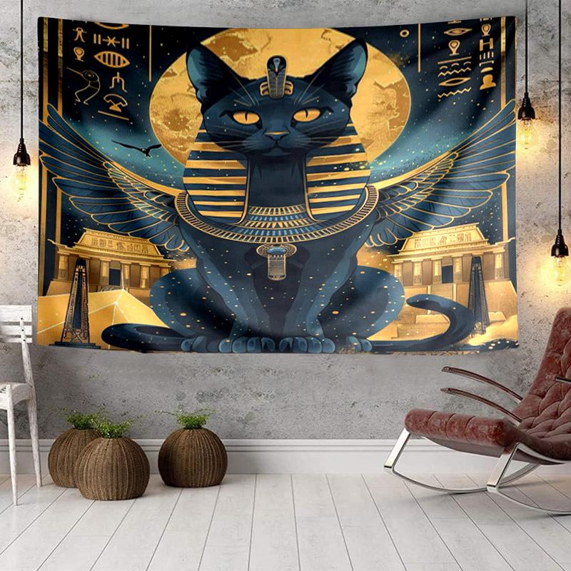 Egyptian Cat Mythology Tapestry Room Decoration Wall Hanging for Living Room Bedroom, Dormitory, Birthday and Christmas Gifts