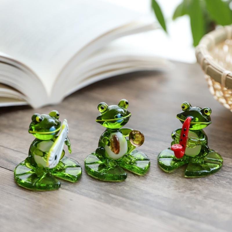 Miniatur Glasfrosch Figuren Mini Tiere Haushalt Dekor Statue Schreibtisch Fee Garten Ornament Haus Zubehör Neu