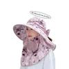 1PC Summer Women Wide Brim Garden Work Shade Hat Face Mask No Detachable Sunhat Outdoor Breathable Fisherman Hat UV Protection
