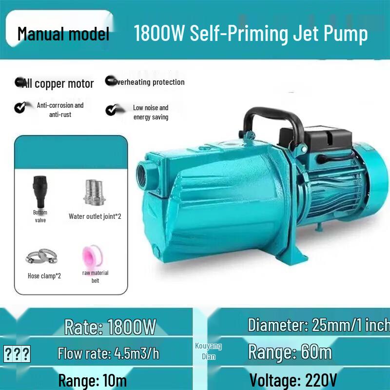 Yanxiang 1-inch 2200W Manual Cast Iron Self-Priming Jet Pump