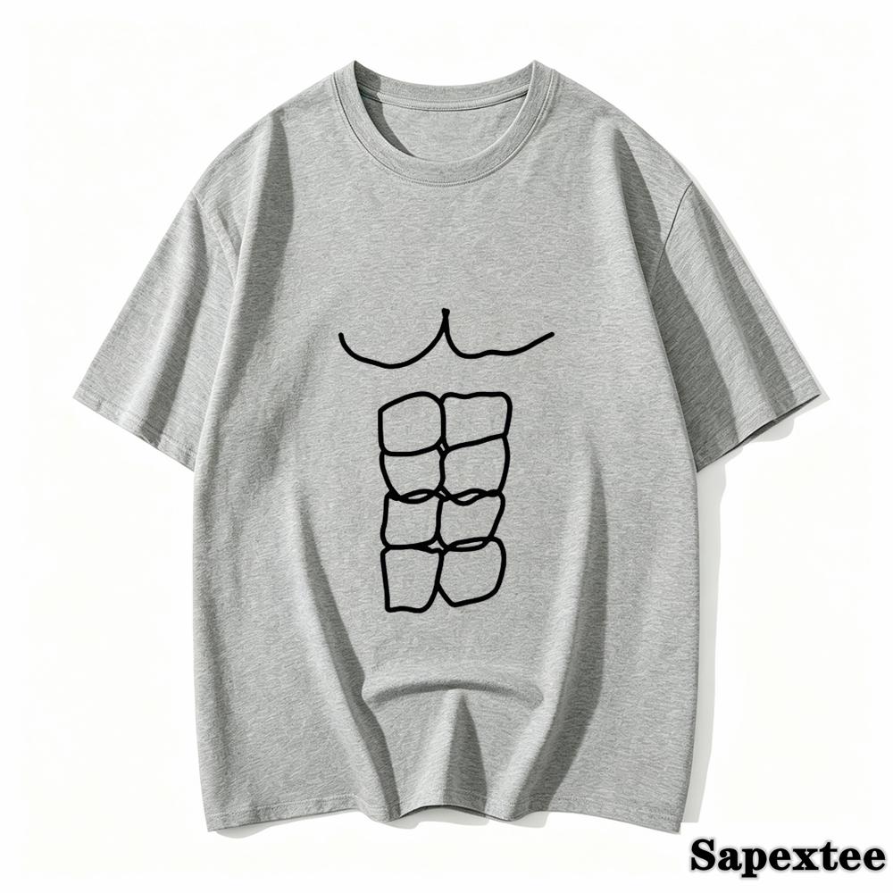 Fun Fitness Abdominal Muscle Print Tshirt Unisexs Short Sleeve Tshirt Unisexs Sports Top Summer Streetwear Graphic T Shirts
