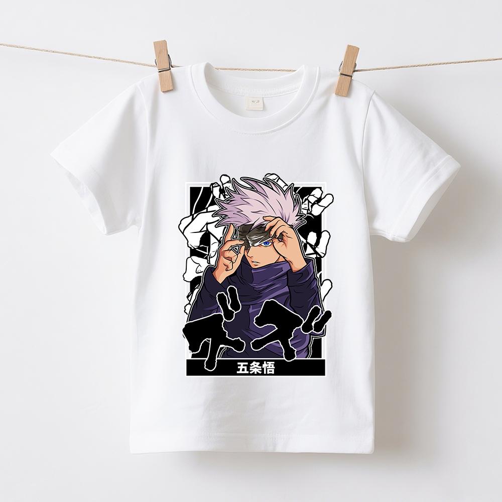 Jujutsu Kaisen Gojo Anime Graphic Print Kids Cotton T Shirts Summer Short Sleeve Casual Tee for Boys Girls Clothes