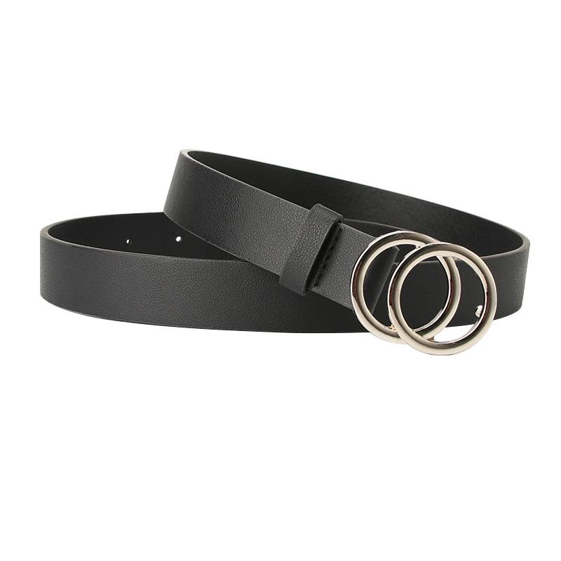 New Women's Cross-border Trend Double-circle Buckle Belt, Fashionable and Simple Women's Ins Wind Width Belt