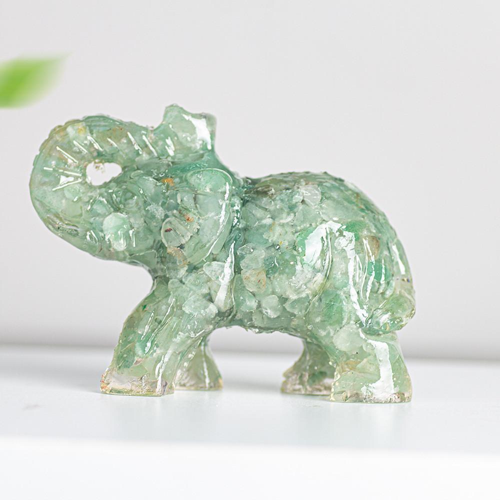 Crystal Elephant Resin Figurine With Semiprecious Stones For Office And Party Decoration