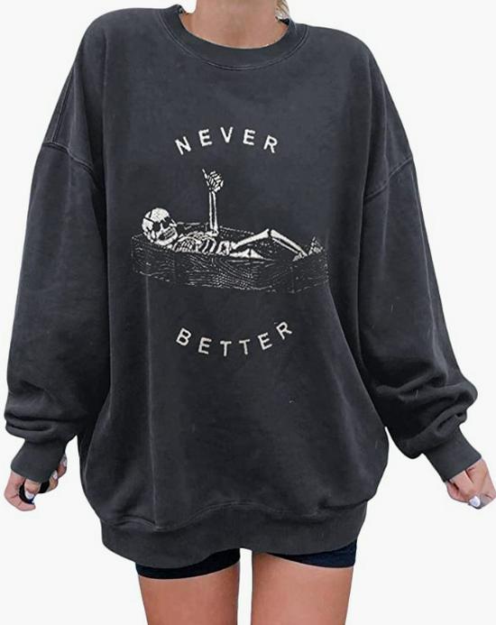 Halloween Printed Round Neck Long Sleeve Hoodie