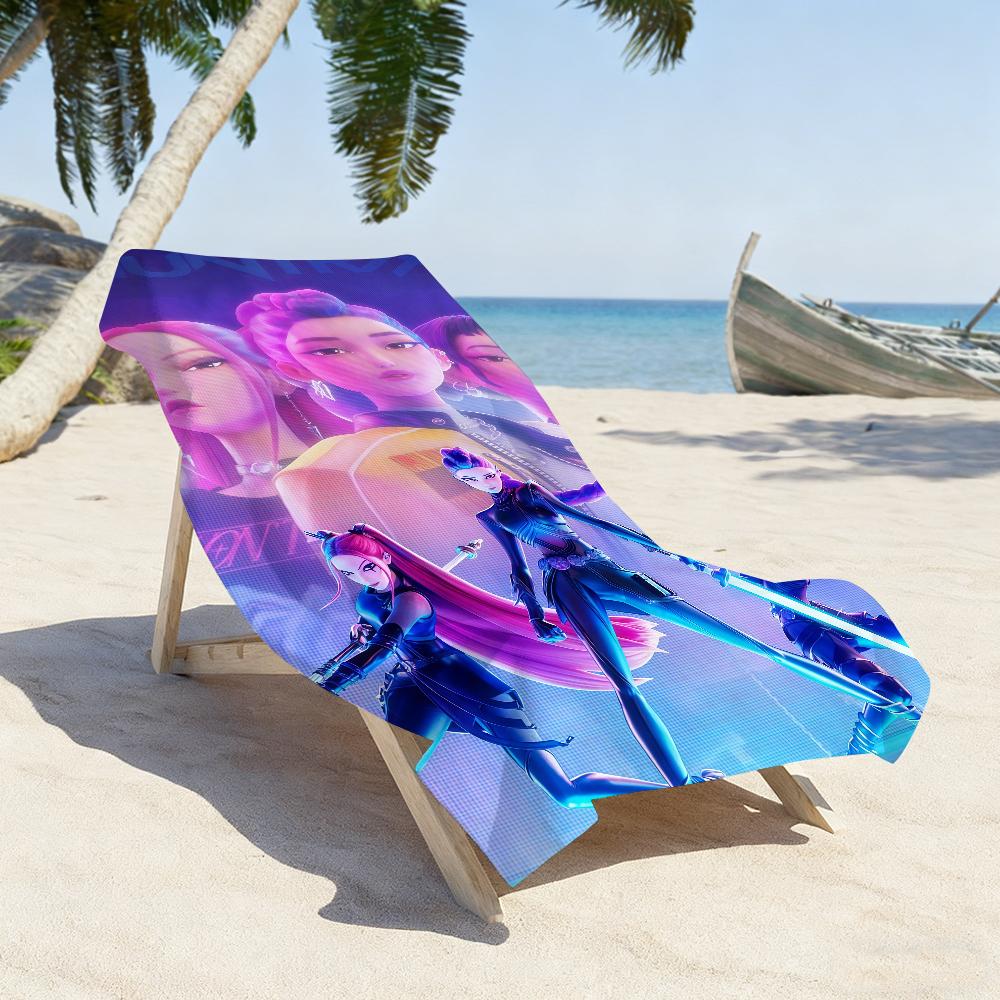 Cartoon H- Hun-Trix-S Hunters Cool D-Demon S-SaJa-S Towel Sports Quick Dry Travel Camping Sandproof Soft Light Large Beach Towel