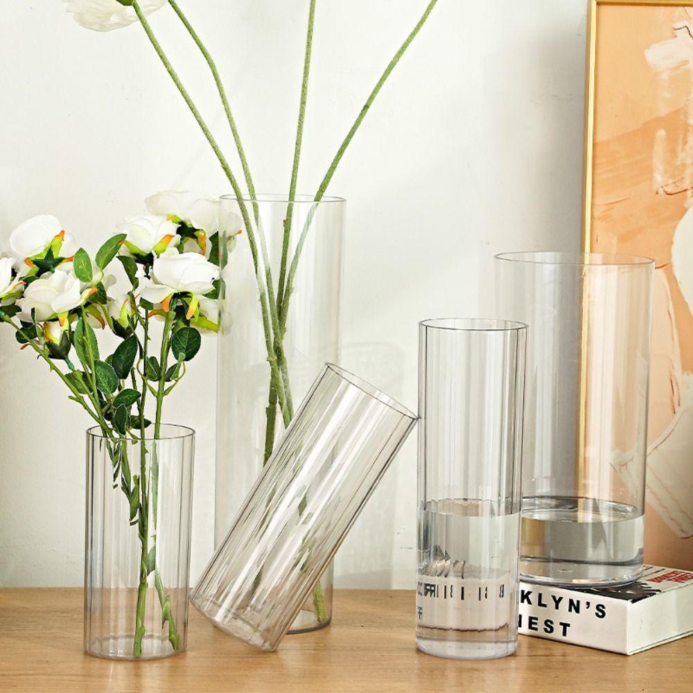 Modern Acrylic Cylinder Vase Shatterproof Hydroponic Flower Pot  Wedding Decor