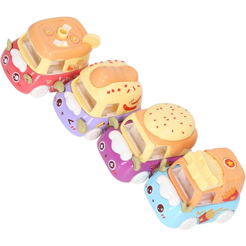 4pcs Fast Food Alloy Cars Dessert Cartoon Food Metal Cars, Children's Toy Decoration, Halloween and Christmas Gift for Boys and Girls
