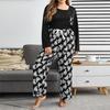 European and American large-size pajamas for women's autumn and winter 50kg fat mm loose long-sleeved trousers loungewear two-piece set