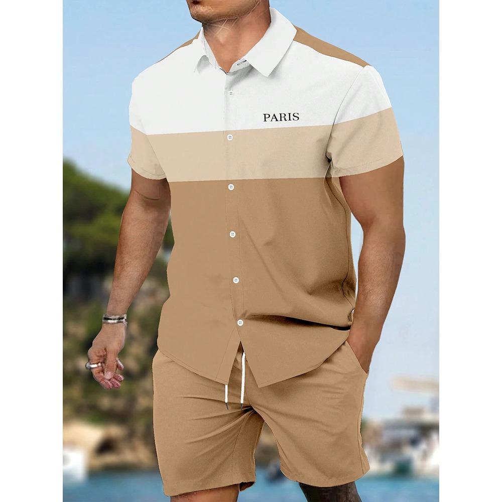 2026 Summer New Men's Short-sleeved Shirt And Beach Shorts Set Running Men's Shorts Everyday Urban Fashion Men's Casual Shirt