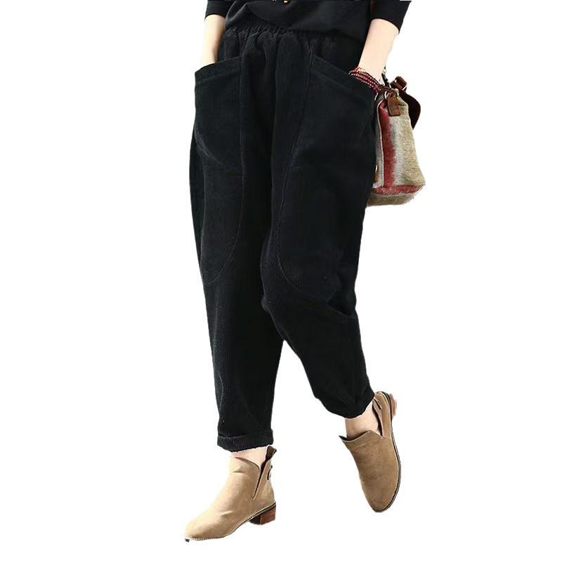 Nové manšestrové harémové kalhoty z jehněčí kůže - podzim/zima, zesílené a všestranné pro ženy