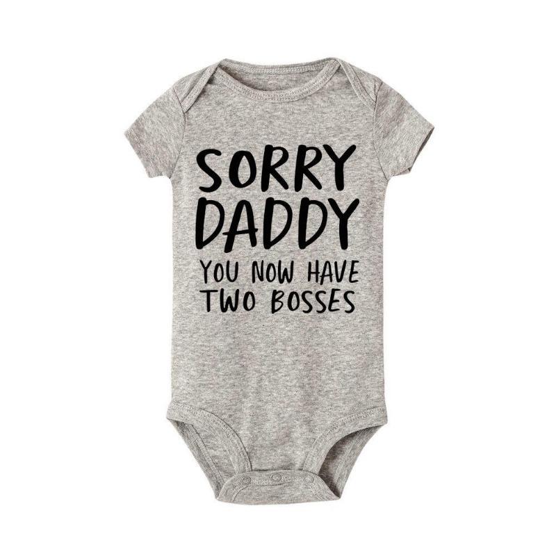 Newborn Baby Romper Sorry Daddy You Know Have Two Bosses Print Infant Cotton Jumpsuit Bodysuit