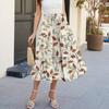 Womens Maxi Skirt Drawstring High Waisted Summer Long Skirts Lightweight Tiered Flowy Floral Pleated Skirts