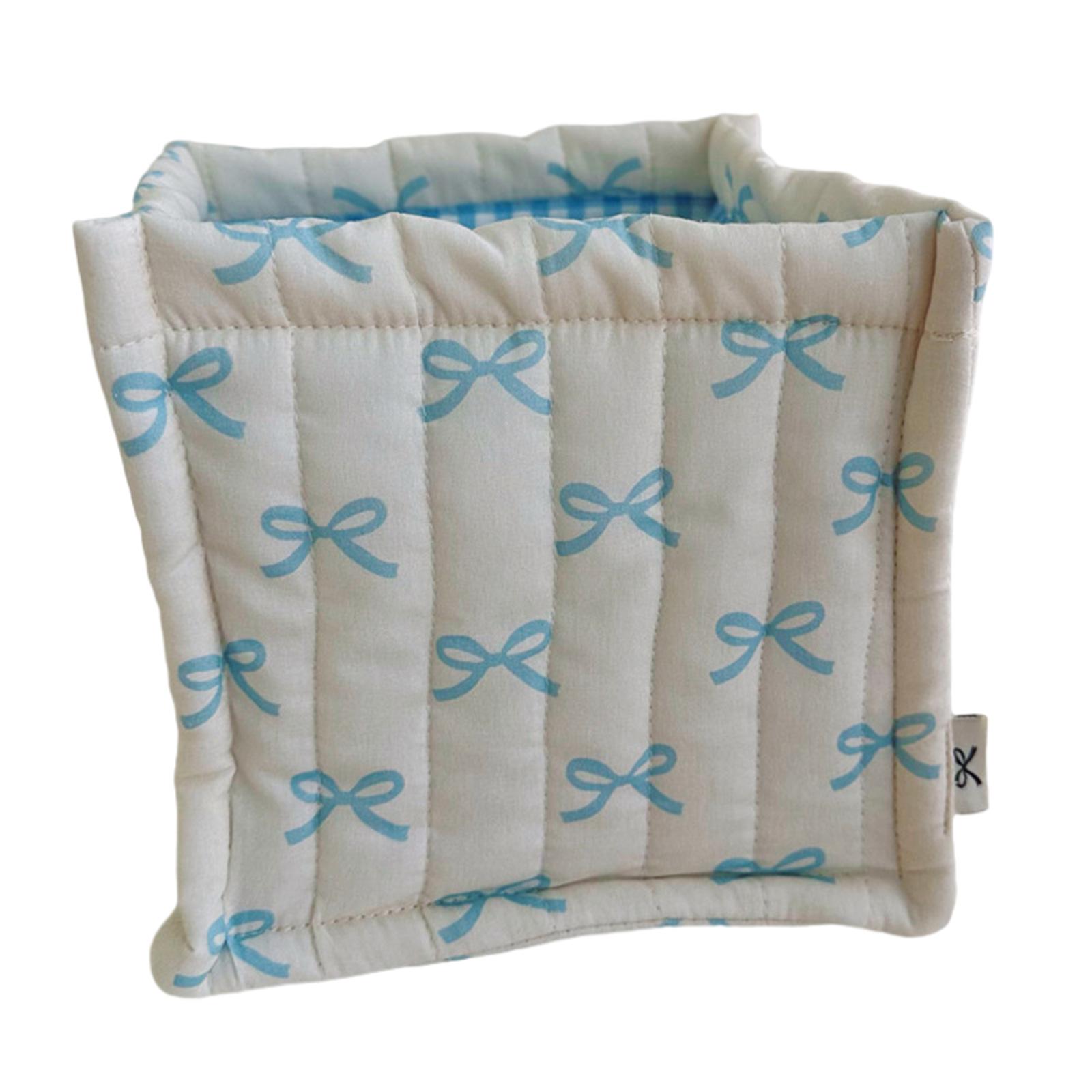 Стеганая тканевая настольная корзина для хранения вещей для дома и офиса удобная для хранения канцелярских принадлежностей и косметики синий 975₽