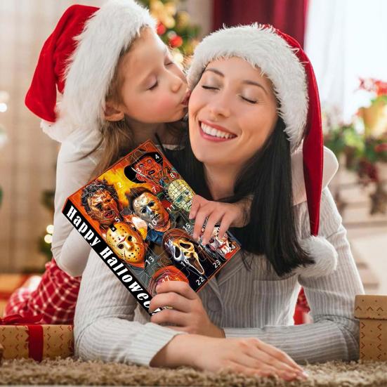 Halloween Advent Calendar 2025 24 Days Countdown Calendar with 24 Pcs Collectible Horror Pendants/Earrings Surprise Gifts for Halloween Decor