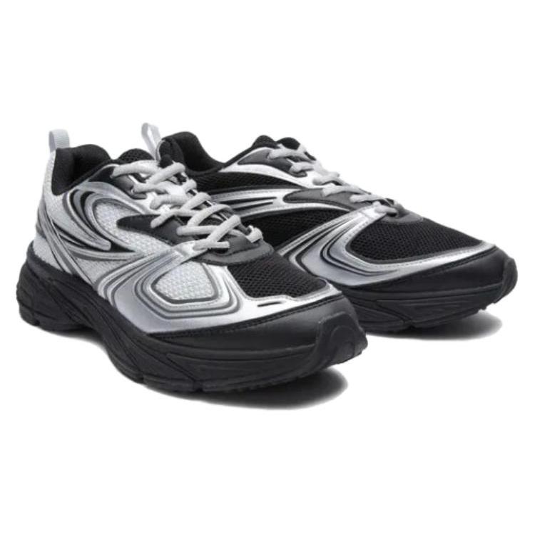 Fila Interrun Comfortable Cushioning, Wear Resistant Low Top Casual Running Shoes Unisex Black Silver 1RM02699G_010