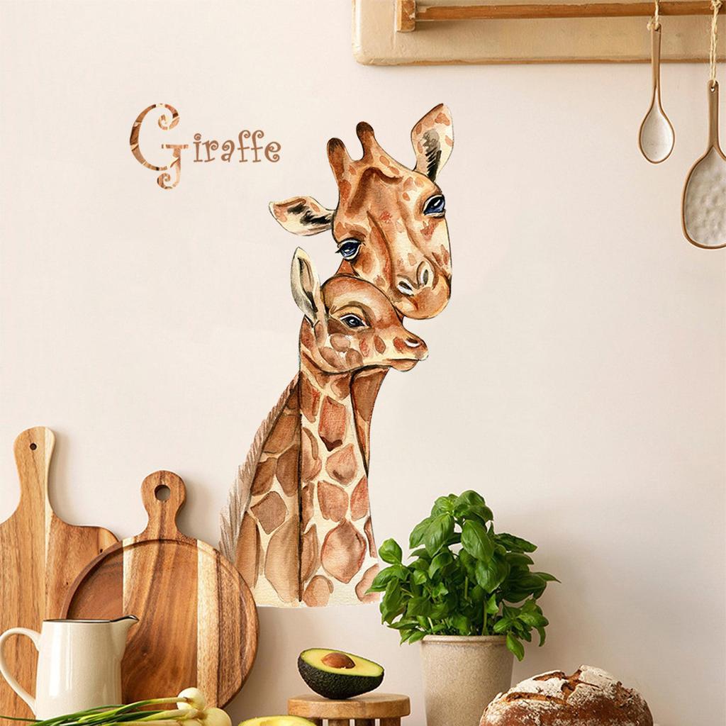 Family Giraffe Wall Sticker for Living Room Entryway Hallway Self-Adhesive Removable Home Decor
