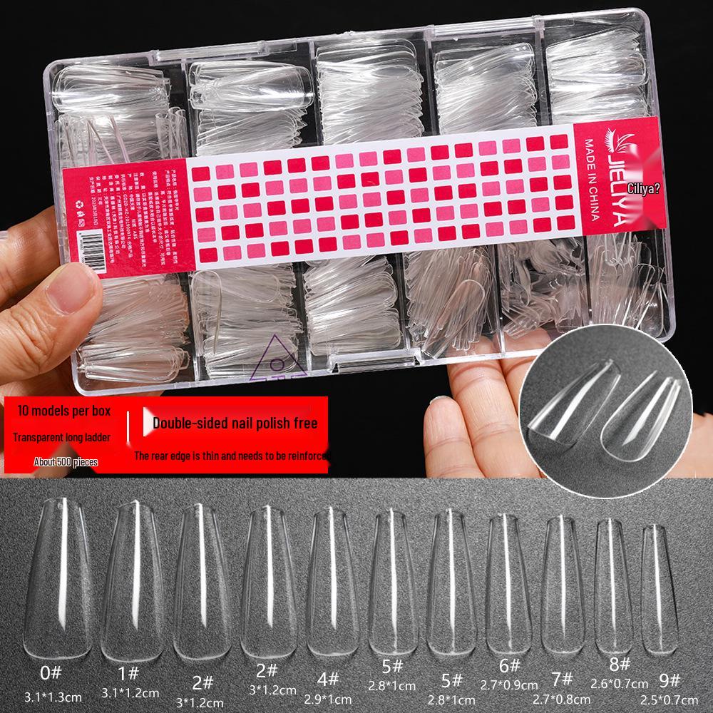 Frosted Trapezoid & Water Drop Almond Nail Extensions - No File Needed, Full and Half Cover. Perfect for Salons.