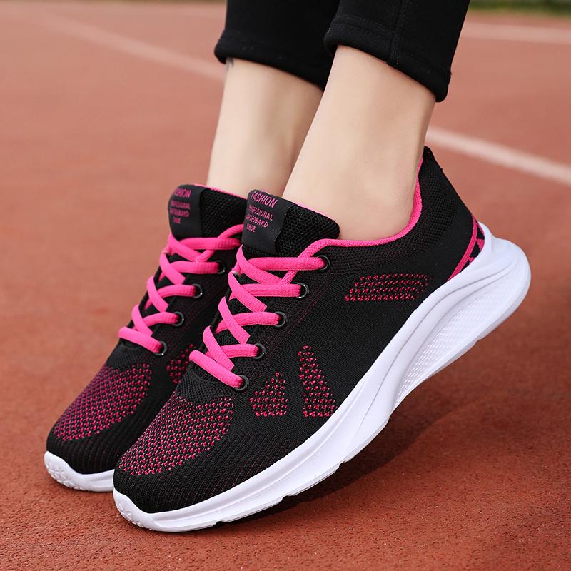 Women's Flying Woven Running Shoes Spring and Summer Low Cut Lightweight Breathable Mesh Casual Sports Shoes