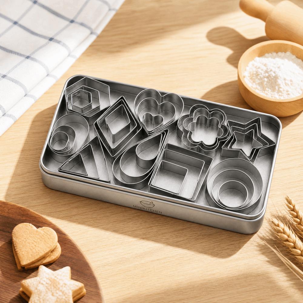 30pcs Various Shapes Biscuit Cutters Set Stainless Steel Mini Cookie Cutters  For Chocolate Baking