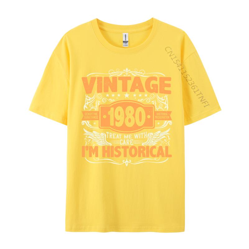 Slim Fit Tshirts 1980 Birthday Vintage 1980 Born In 1980 Made In 1980 T-shirts Normal Design Plain Cotton Mens Tops Tees