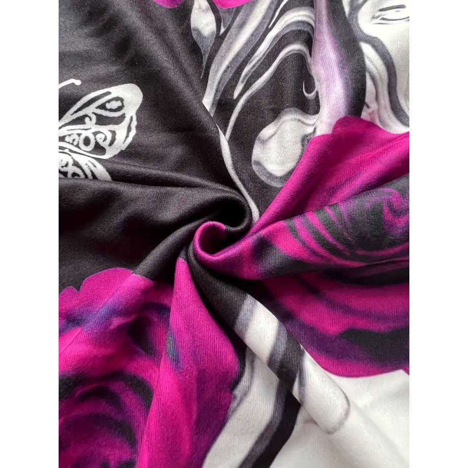 Retro Rose Print Round Neck Short Sleeved T-shirt for Women Breathable Polyester Stretch Comfortable for Everyday
