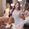 Sizzling Hot Girl V-Neck Backless Mesh Dress - Slim Fit, Hip-Hugging Mini Skirt