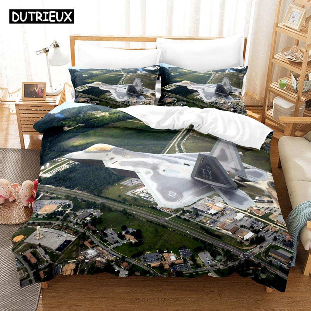 3D Jet Fighter Battle Plane  F-22 Bedding Sets Duvet Cover Set With Pillowcase Twin Full Queen King Bedclothes Bed Linen