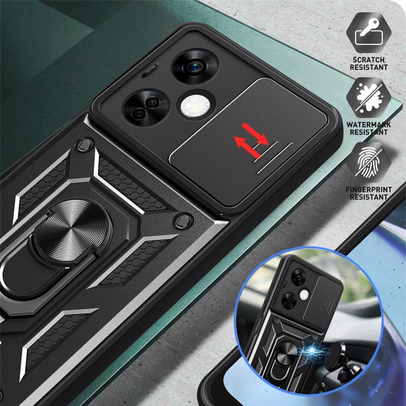 Funda For OnePlus Nord CE 3 Lite 5G Case Slide Camera Lens Protect Armor Phone Case For One Plus Nord CE3 Lite Ring Stand Cover