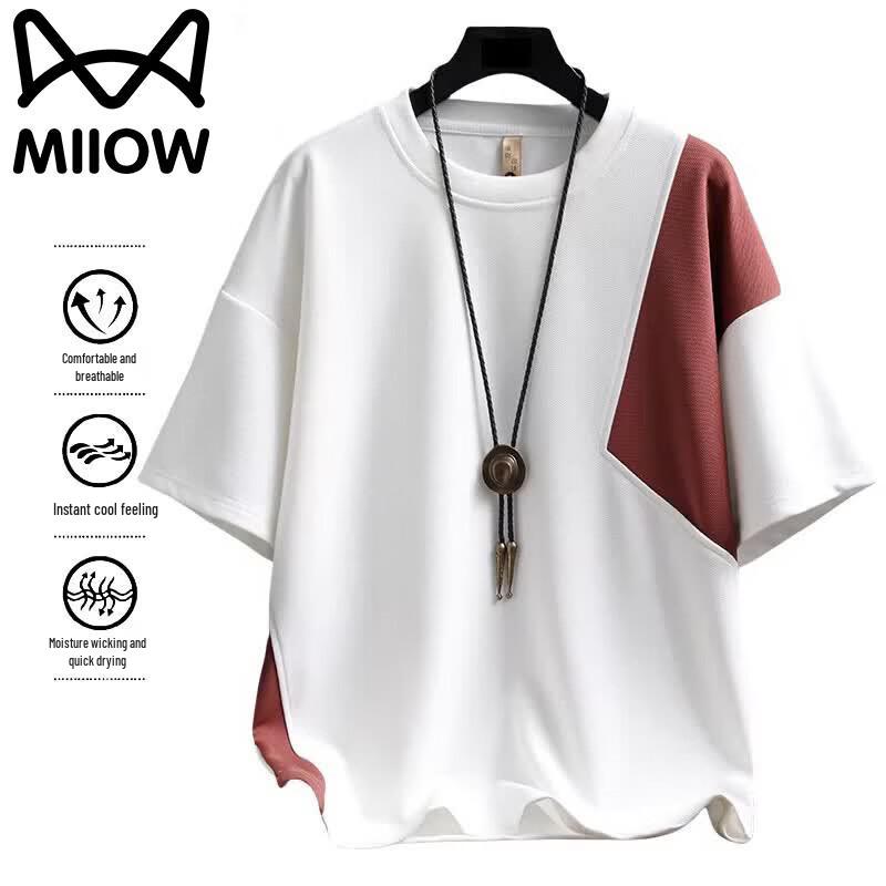 

MiiOW Men s Casual Two-Tone Patchwork Short Sleeve T-Shirt 3XL