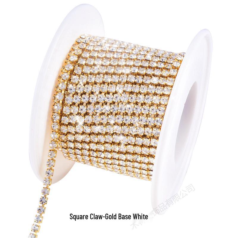 Colorful Rhinestone Claw Chain for Phone Cases, Nail Art, Apparel, & Wedding Dress Accessories