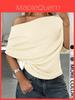 Summer Womens T Shirt With Modale Fabric Short Sleeve One Shoulder Casual Style For Daily Wear