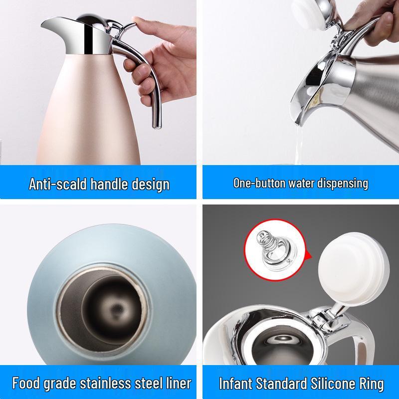 European Style Insulated Stainless Steel Coffee and Water Thermos, Large Capacity