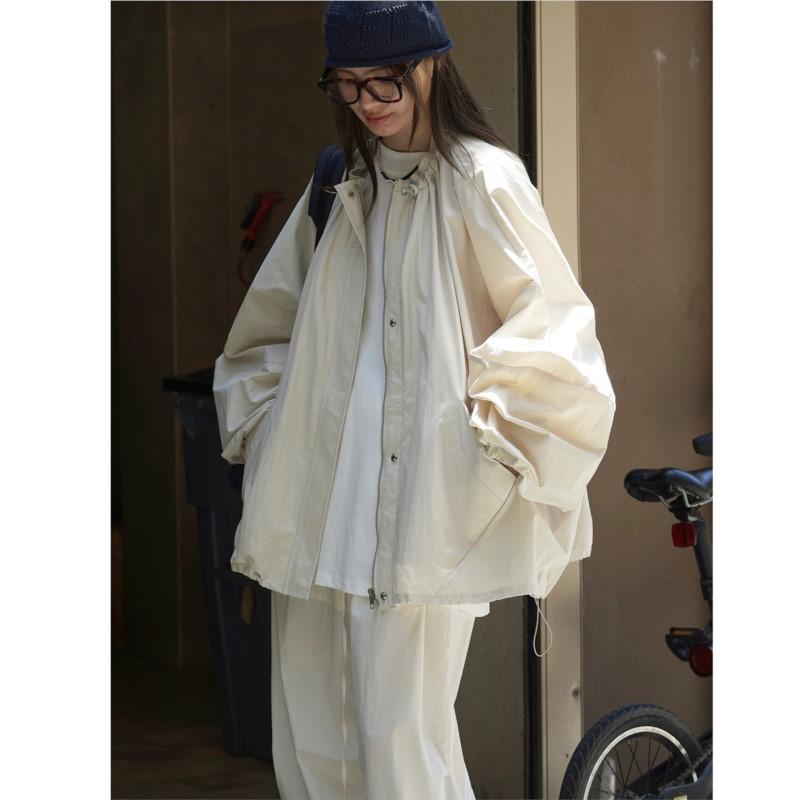 Johnature Korean Outdoor Sports Zipper Jacket Autumn Loose Windproof Casual Jackets For Women