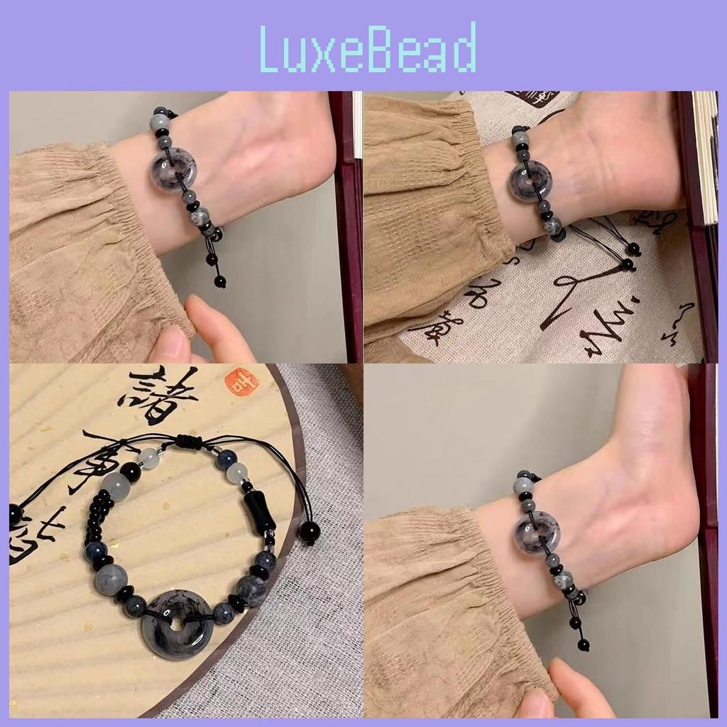 Highend Black Beaded Bracelet Exquisite Chinese Style Resin Stone