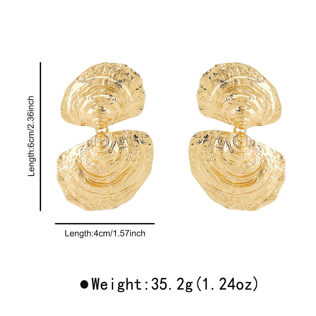 Ins Style Water Wave Irregular Earrings Unique Design Exaggerated Shell Stud Earrings Fashion Women Jewelry