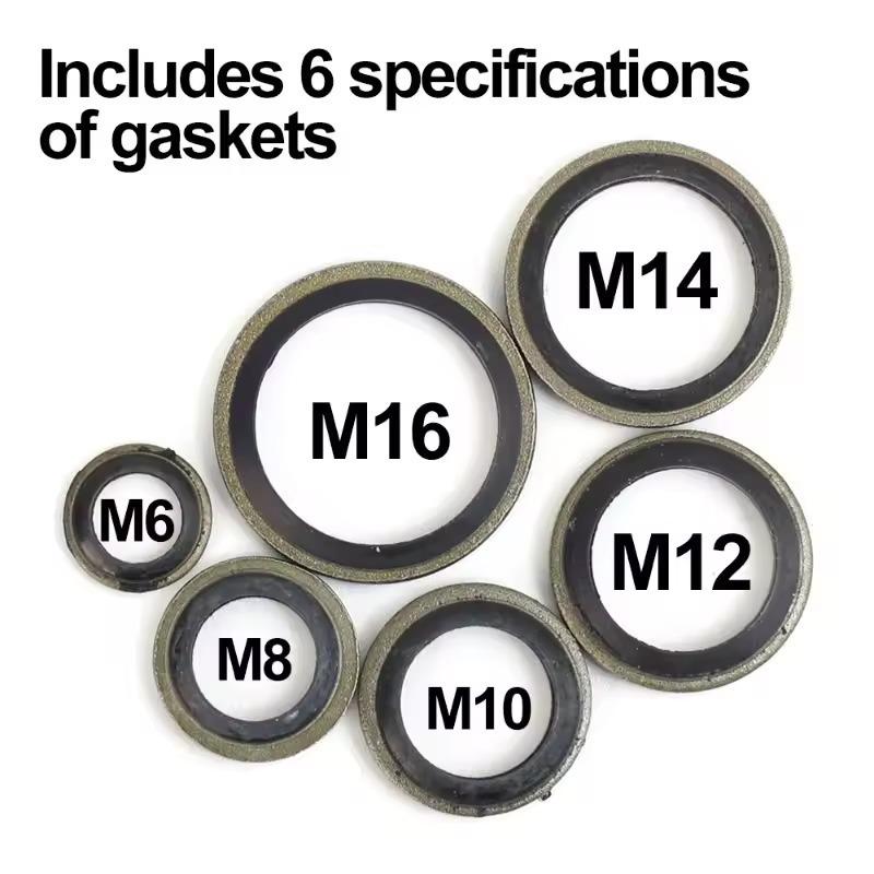 100-Piece Rubber Sealing Ring Kit for Oil Pan Drain Plug and High-Pressure Oil Pipe Gaskets
