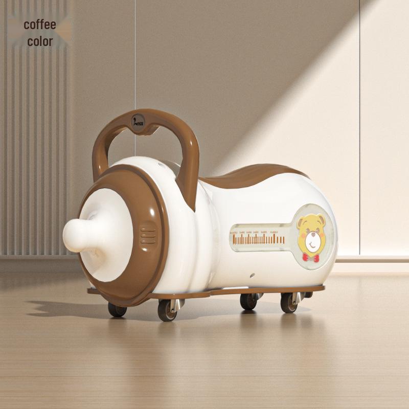 Musical Peanut Car Baby Walker: Four-Wheel Scooter with Silent, Universal Wheels and Anti-Rollover Slider
