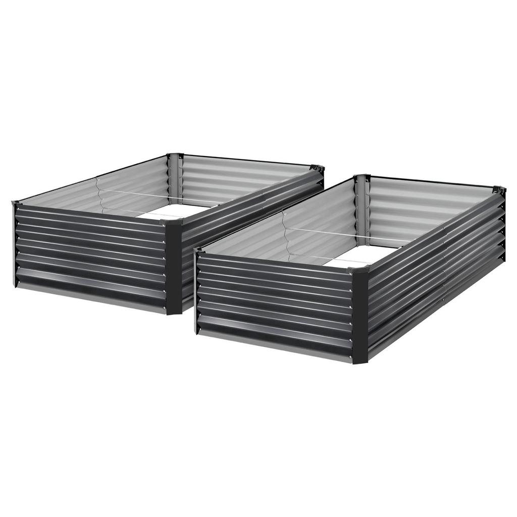 VEVOR 2 Pack Galvanized Raised Garden Beds, 2030 x 1020 x 460 mm, Rectangular Metal Planter Boxes Kit Outdoor, Elevated Planting Box with Gloves