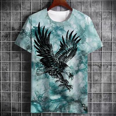 Neuer Bird Eye Stoff, Schnelltrocknendes Atmungsaktives T-Shirt, Tiermuster, Bedrucktes Kurzarm-Rundhals-Herrenoberteil