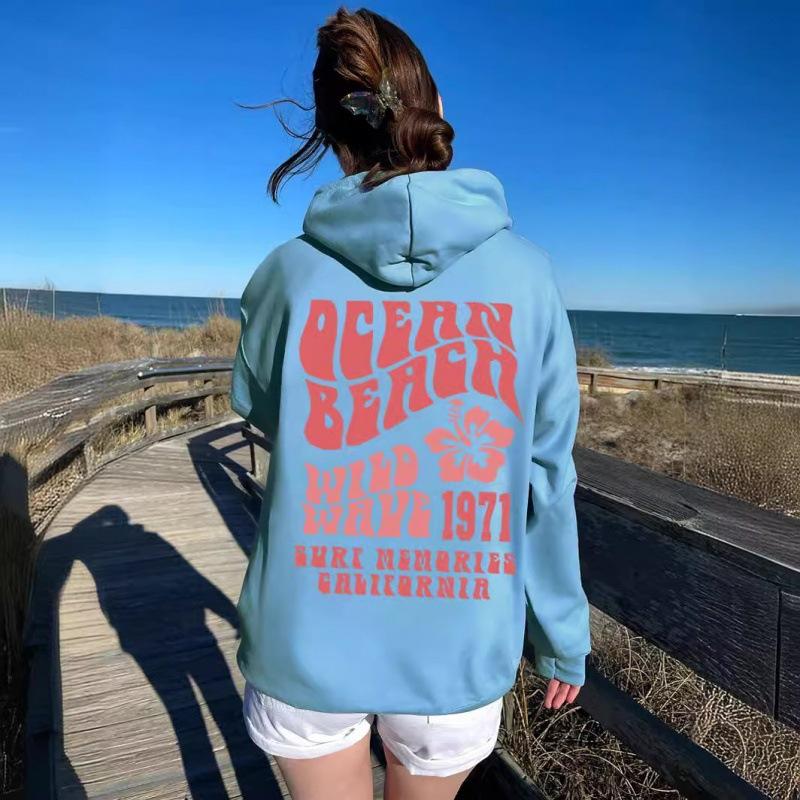 S-5XL Men's and Women's Fleece Sweater Plain Letter Print Kangaroo Pocket Drawstring Print Hoodie