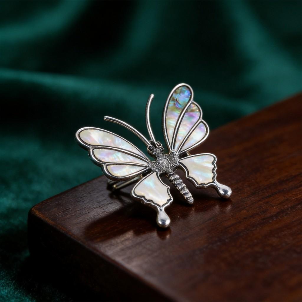 Animal Embossed Shell Butterfly Brooch Pendant With Multi Function Decor For Unisex Wear